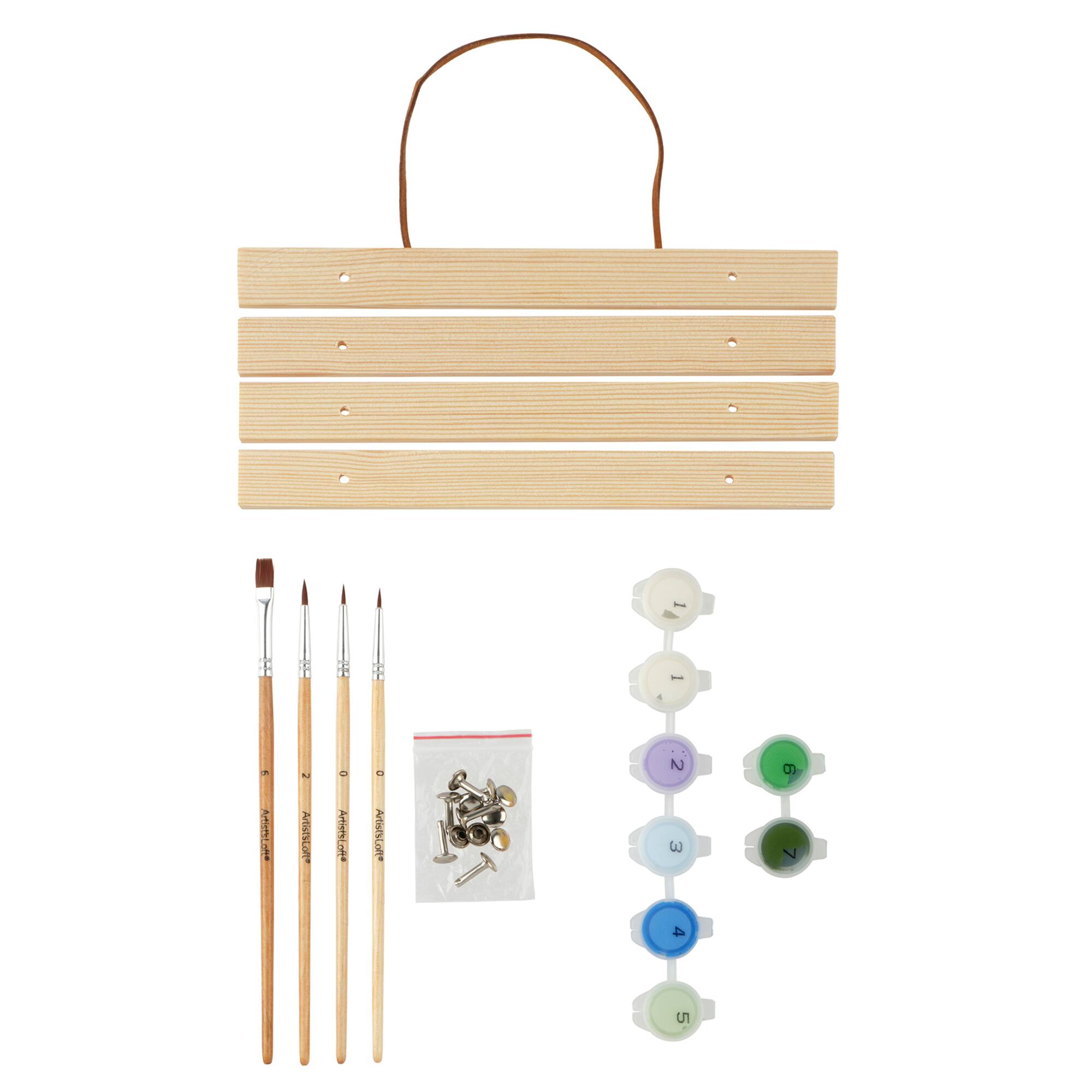 8" x 10" Purple Vase & Blue Flowers Paint-by-Number Kit with Wood Display Hanger by Artist's Loft®